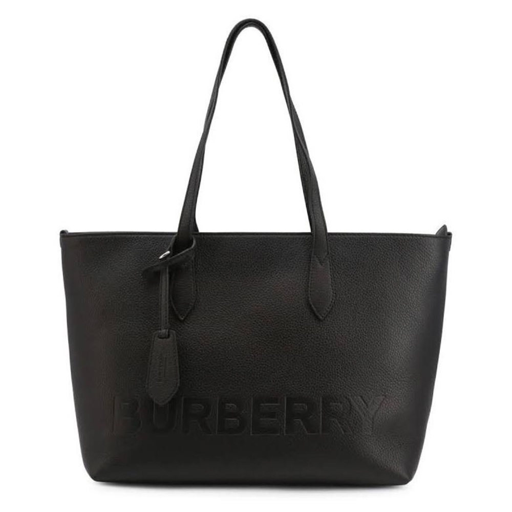 Burberry Ardwell Logo Embossed black Leather shopping Tote - Picture 2 of 16